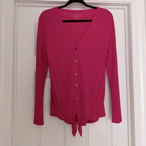 Loft Fuscia Pink V-Neck Cardigan